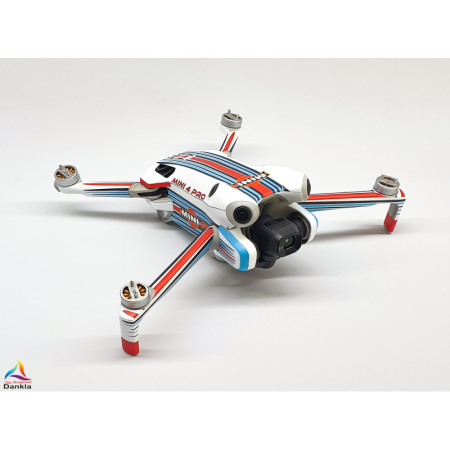 DJI MINI 4 PRO – SKIN – DESIGN: MARTINI RACING + 10x Akku- sowie DJI RC2 + RC-N2 Folie